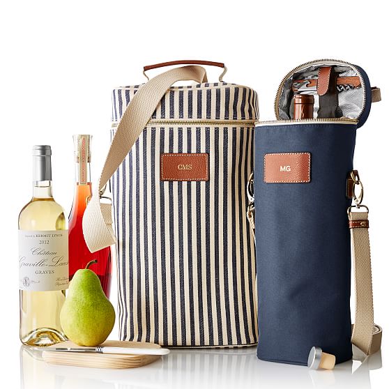 insulated wine tote with glasses