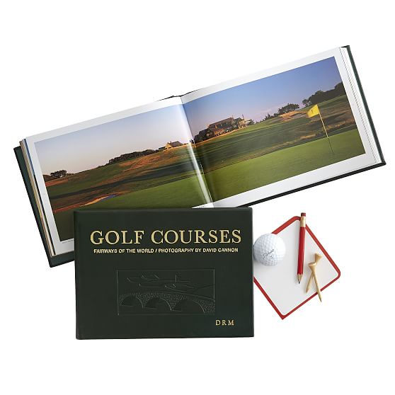 "Book of Golf Courses" Leather Bound Custom Coffee Table