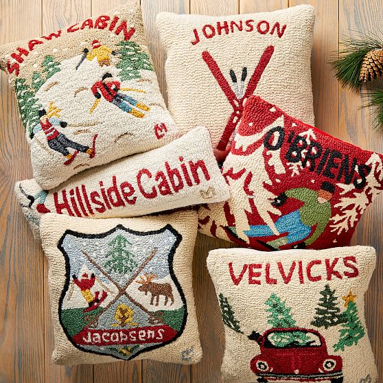 Hand Hooked Personalized Holiday Pillows | Mark and Graham